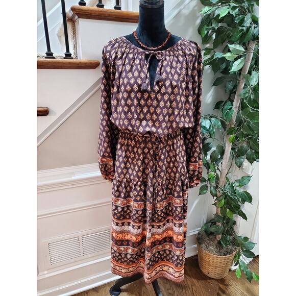 Old Navy Women's Brown Cotton Round Neck Long Sleeve Knee Length Dress Size 4X - Picture 1 of 12